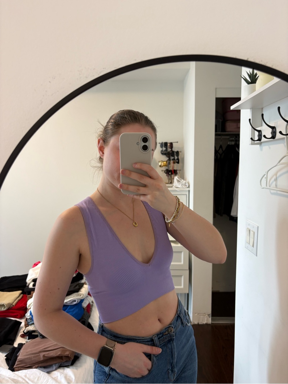 Urban Outfitters Lavender Ribbed Deep V Tank